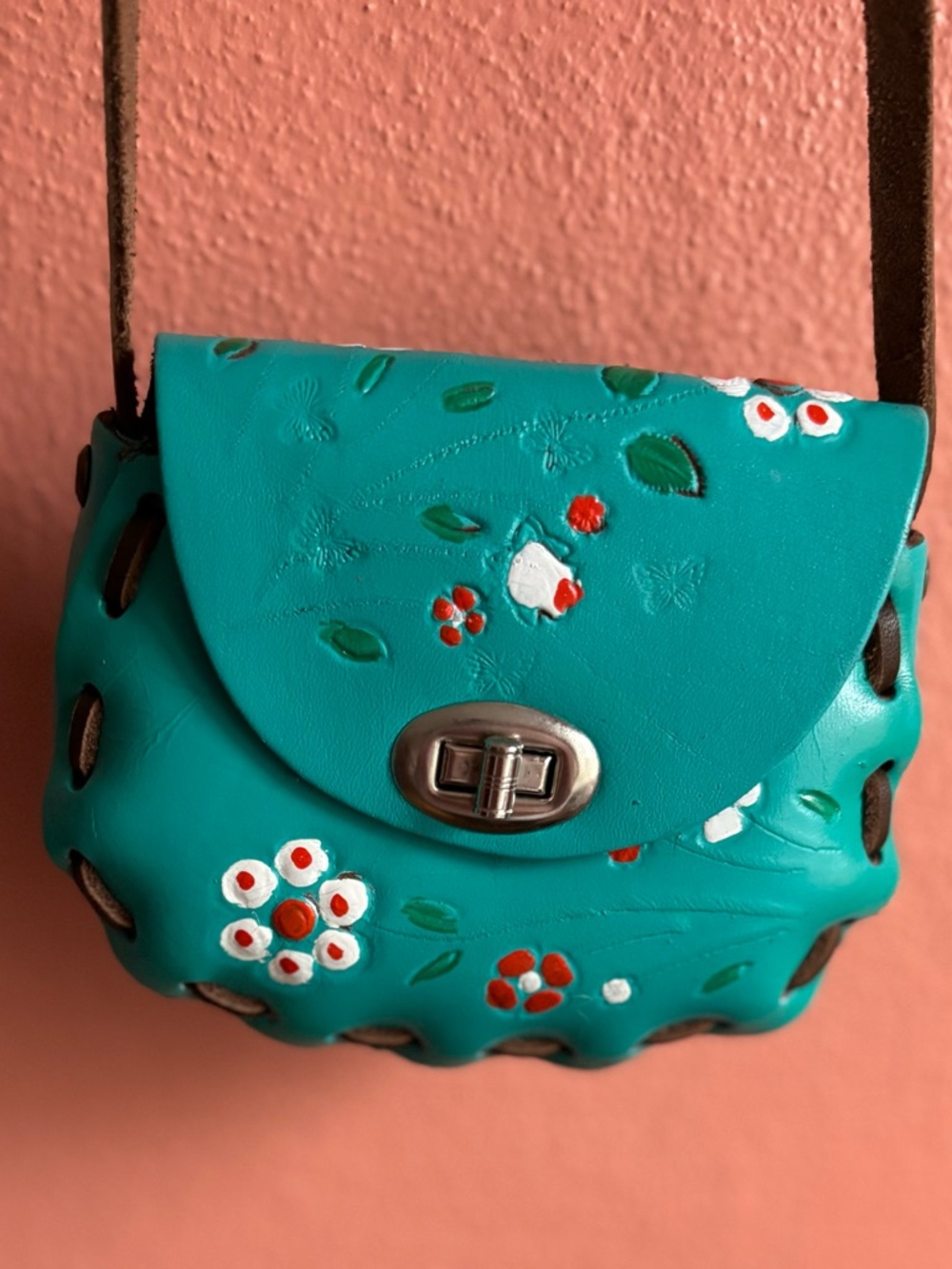 Teal Floral Crossbody Bag - Women's Shoulder Purse